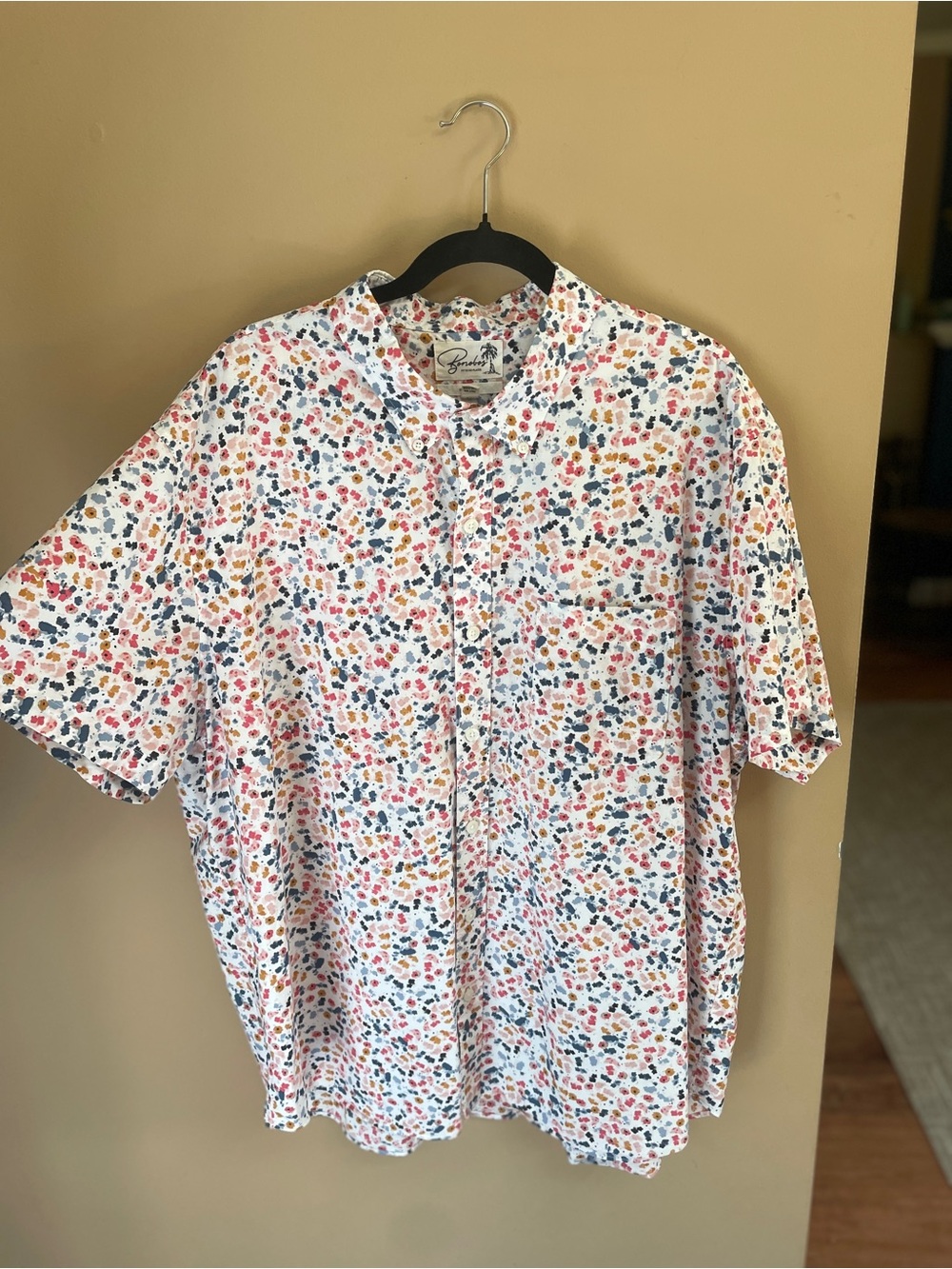 Bonobos Mens Floral Button Up Shirt Casual XXL 2XL Watercolor Short Sleeve